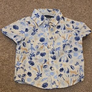 Janie and Jack Blue and Cream Button Down Shirt